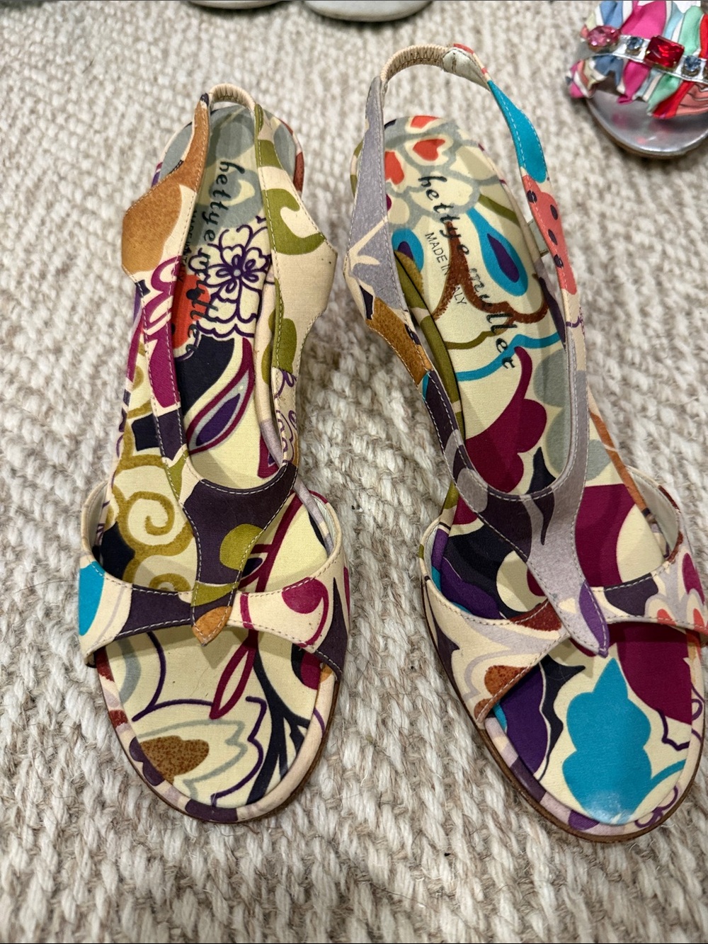 bettye muller Vibrant Multicolor Floral Slingback Heels